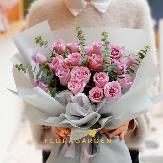 【多款可选】一辈紫紫玫瑰花束19支 商品图2