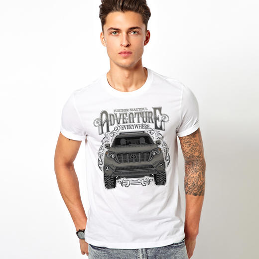 越野e族普拉多图案硬派印花街头复古夏季短袖T恤户外休闲打底体恤NMT-1306 商品图1