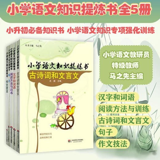 小学语文知识提炼书 共5本 汉字和词语+阅读方法与训练+古诗词和文言文+句子+作文技法 商品图0