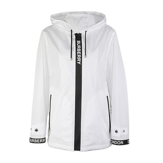 【一】BURBERRY 巴宝莉 女士徽标带饰 ECONYL 连帽外套 白色 8027532 A1462 商品图0