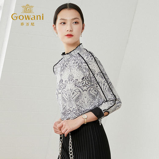 乔万尼衬衫女设计感小众新款复古港味真丝大码职业衬衫女EI1C913 商品图1