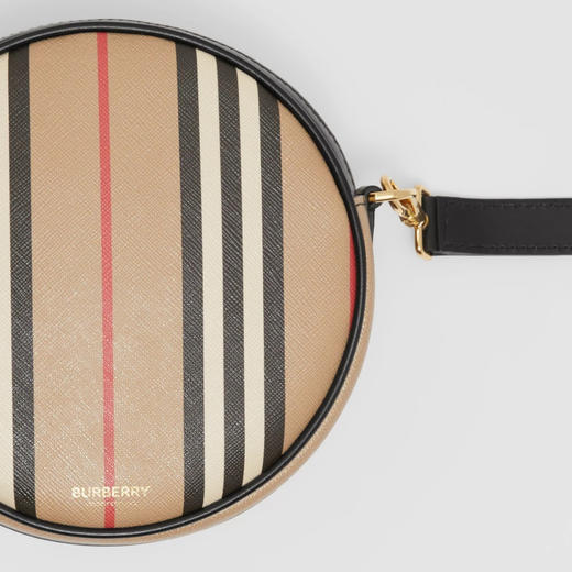 BURBERRY 巴宝莉 女士 Louise系列 圆饼字母徽标经典条纹织物路易丝包 卡其色格子 8027293 A7026 商品图1