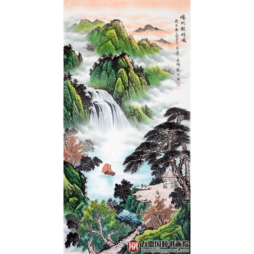 侯志明《晓帆趁好风》68*138cm 山水竖幅作品 玄关/客厅挂画 商品图1