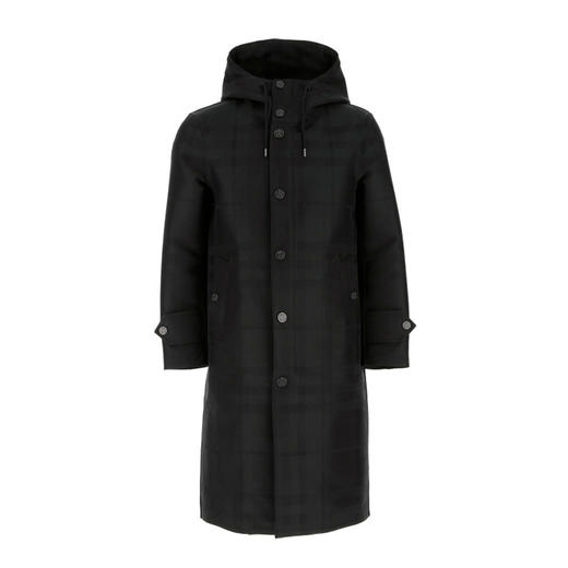 【二】BURBERRY 巴宝莉 男士球形图案细节功能性棉质格纹大衣 黑色 8036863 A1003 商品图0