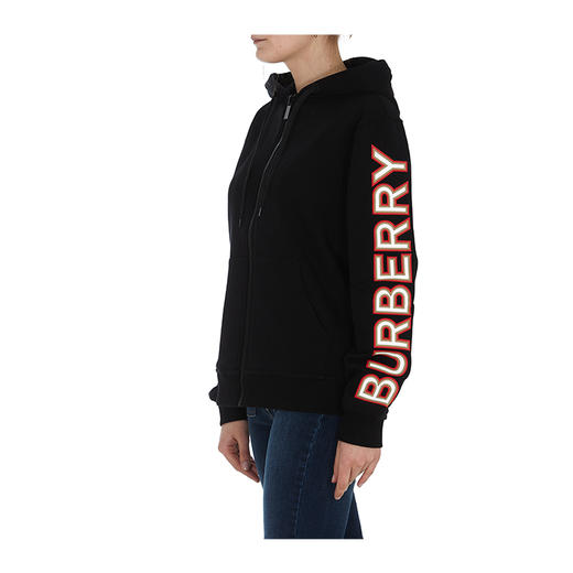 【二】BURBERRY 巴宝莉 女士字母徽标印花棉质宽松连帽上衣外套 黑色 8036691 A1189 商品图2