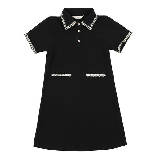 【童装连衣裙】春夏新品女童中长款小香风镶边短袖连衣裙 商品图7