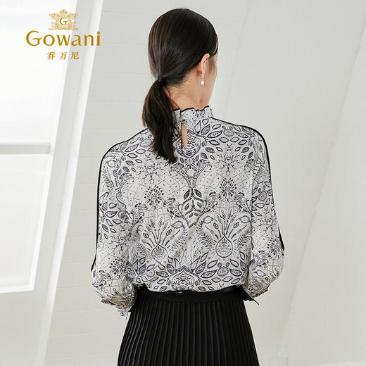 乔万尼衬衫女设计感小众新款复古港味真丝大码职业衬衫女EI1C913 商品图3