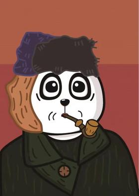 鱼眼罐头『耳朵上扎绑带叼烟斗的自画像』