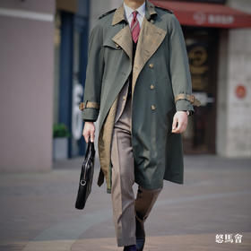 Hardy Minnis Super Gabardine & Alsport 羊毛嘎巴甸花呢拼接Westminster 插肩袖战壕⻛⾐