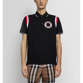 【一】BURBERRY 巴宝莉 男士徽标图案棉质 Polo 衫 黑色 8035408 A1189