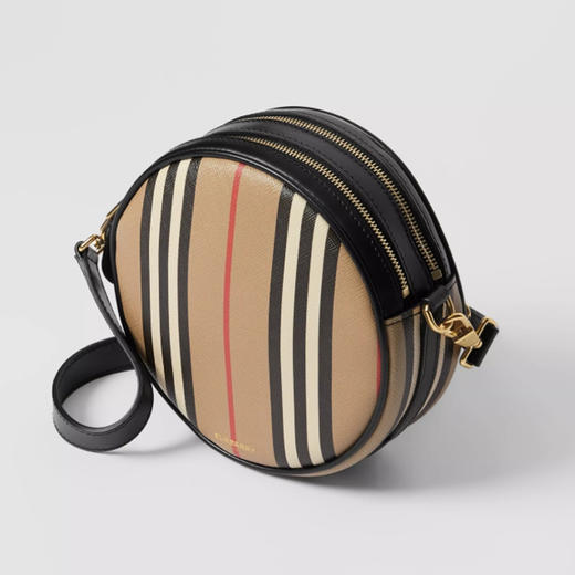 BURBERRY 巴宝莉 女士 Louise系列 圆饼字母徽标经典条纹织物路易丝包 卡其色格子 8027293 A7026 商品图2