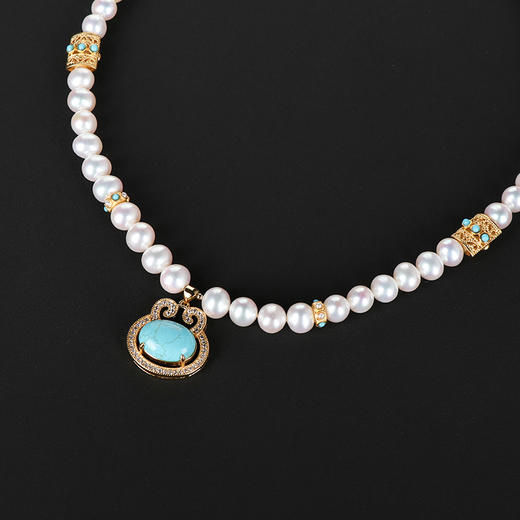 绿松吊坠珍珠项链 商品图0