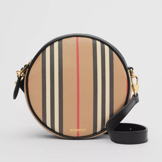 BURBERRY 巴宝莉 女士 Louise系列 圆饼字母徽标经典条纹织物路易丝包 卡其色格子 8027293 A7026 商品图0