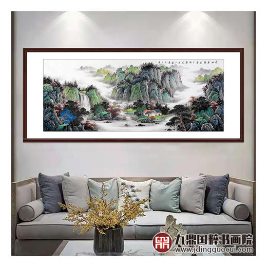 吴运广《千山着绿意》98*240cm 山水横幅作品 客厅挂画 商品图2