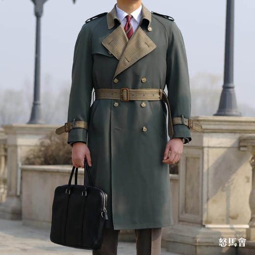 Hardy Minnis Super Gabardine & Alsport 羊毛嘎巴甸花呢拼接Westminster 插肩袖战壕⻛⾐ 商品图1