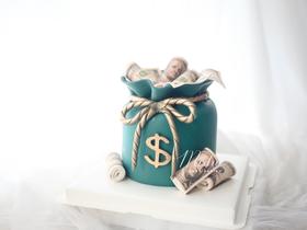 男士款 翻糖美元钱袋 翻糖蛋糕