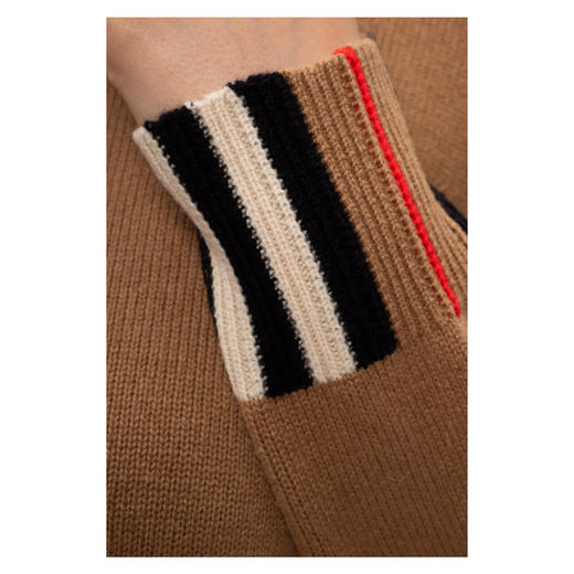 【一】BURBERRY 巴宝莉 女士条纹细节针织羊绒衫 卡其色 8020391 A7026 商品图3