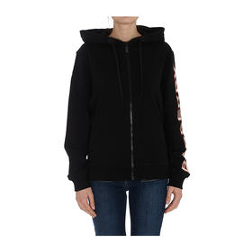 【二】BURBERRY 巴宝莉 女士字母徽标印花棉质宽松连帽上衣外套 黑色 8036691 A1189