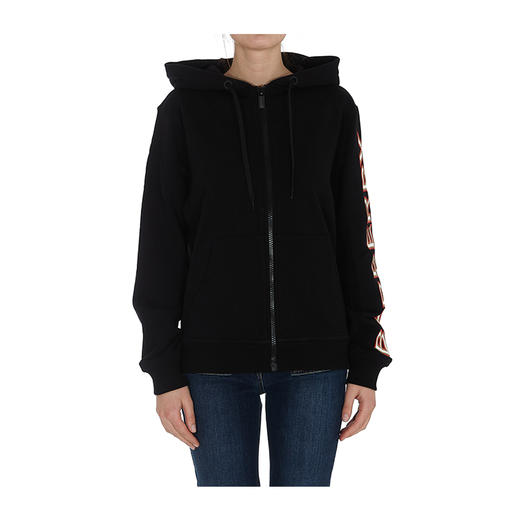 【二】BURBERRY 巴宝莉 女士字母徽标印花棉质宽松连帽上衣外套 黑色 8036691 A1189 商品图0