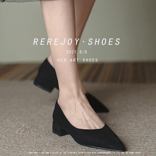 REREJOY 2021 新款浅口尖头单鞋 鞋型chao正 细腻绒面 超纤内里 高弹软鞋垫 橡胶大底 商品图0