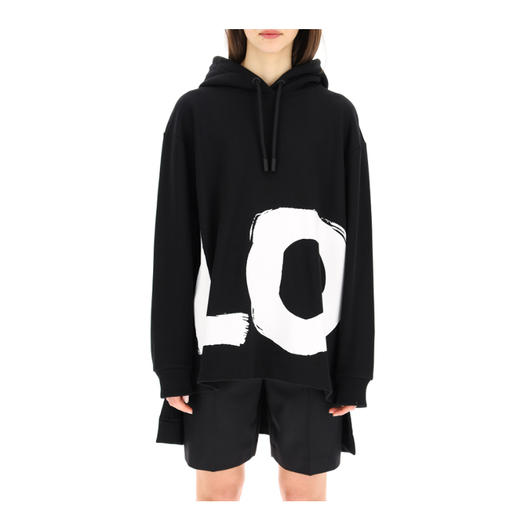 BURBERRY 巴宝莉 女士 Love 印花棉质宽松连帽卫衣 黑色 8037670 A1189 商品图1