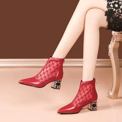 OLD-D1-10新款网靴粗跟女鞋 商品图0