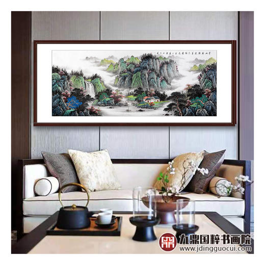 吴运广《千山着绿意》98*240cm 山水横幅作品 客厅挂画 商品图3