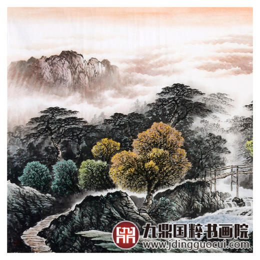 侯志明《紫气东来水长流》98*240cm 山水横幅作品 办公室/客厅挂画 商品图4