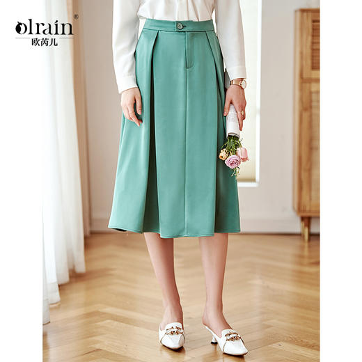 欧芮儿中长款百褶半身裙 商品图0