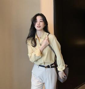 【两件立减10】 2021春款 玫瑰衬衣女  新宽松显瘦垂顺丝感衬衫翻领雪纺