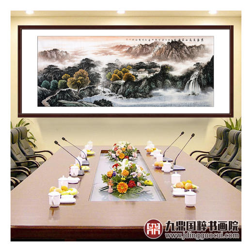 侯志明《紫气东来水长流》98*240cm 山水横幅作品 办公室/客厅挂画 商品图3