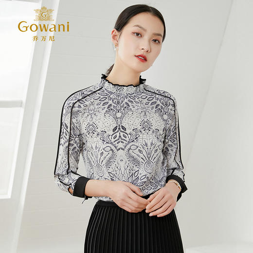 乔万尼衬衫女设计感小众新款复古港味真丝大码职业衬衫女EI1C913 商品图2