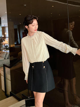 欧芮儿高腰显瘦黑色半身裙女新品俏皮百搭包臀a字短裙