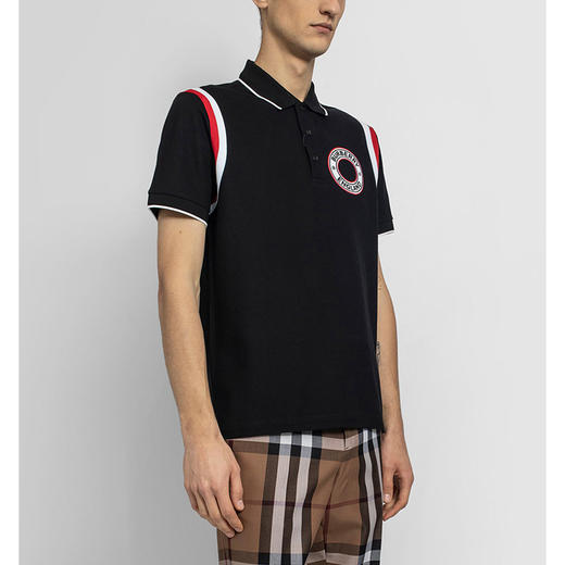 【一】BURBERRY 巴宝莉 男士徽标图案棉质 Polo 衫 黑色 8035408 A1189 商品图1