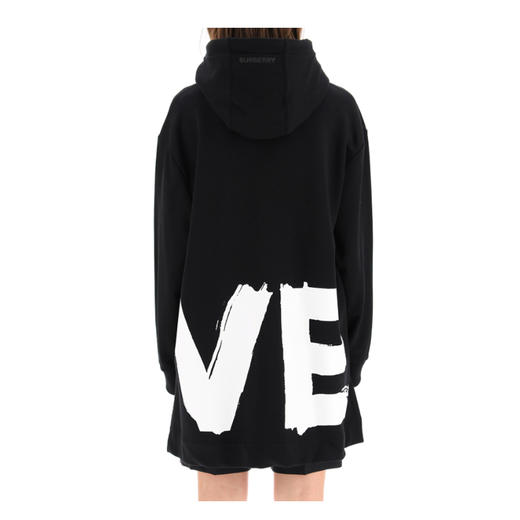 BURBERRY 巴宝莉 女士 Love 印花棉质宽松连帽卫衣 黑色 8037670 A1189 商品图3