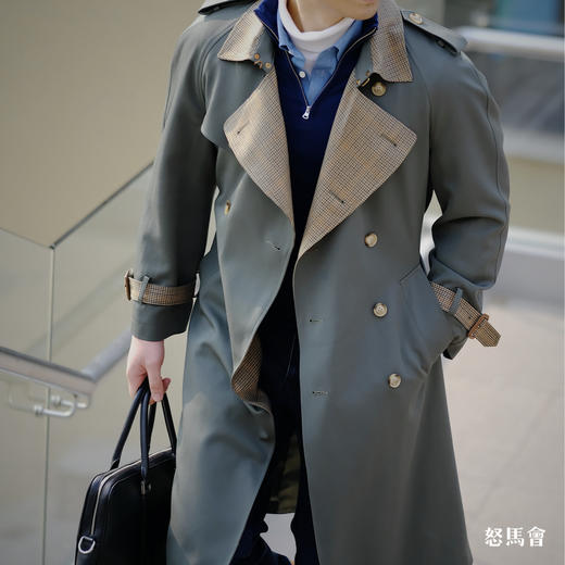 Hardy Minnis Super Gabardine & Alsport 羊毛嘎巴甸花呢拼接Westminster 插肩袖战壕⻛⾐ 商品图4