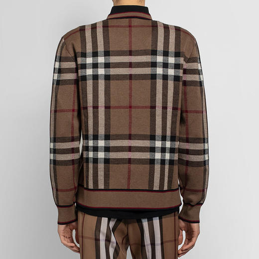 【一】BURBERRY 巴宝莉 男士格纹羊毛提花针织衫 棕色红条大格子 8036603 A8773 商品图2