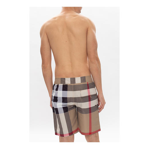 【三】BURBERRY 巴宝莉 男士格纹休闲短裤 卡其色白格子 8022647 A7028 商品图2