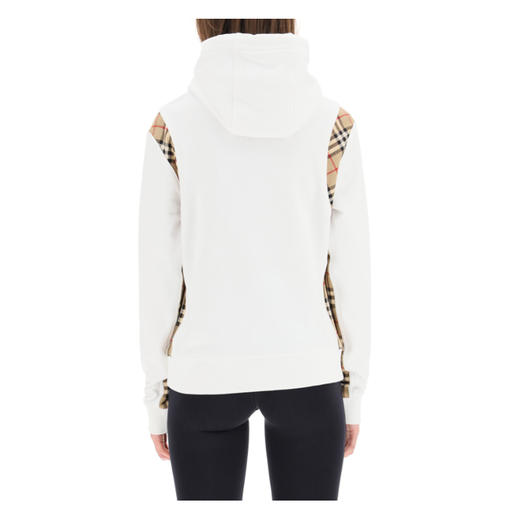 BURBERRY 巴宝莉 女士 Vintage 格纹裁片棉质宽松连帽卫衣 白色 8032129 A1464 商品图2