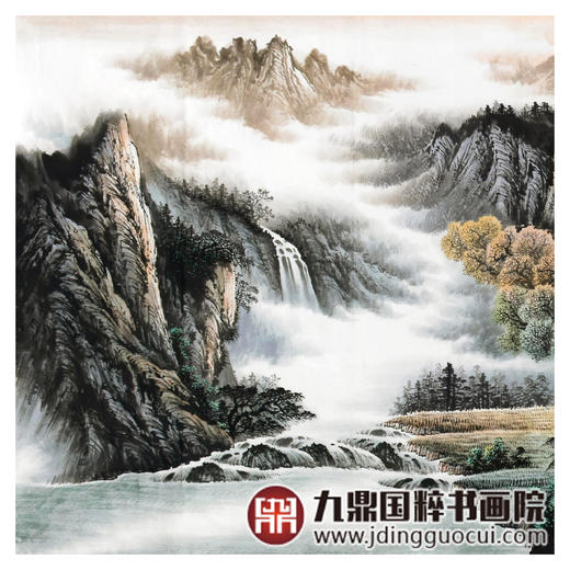 侯志明《雨遇山河秀 风吹万木荣》98*240cm 山水横幅作品 办公室/客厅挂画 商品图4