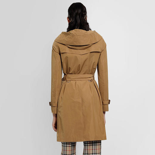 【二】BURBERRY 巴宝莉 女士可拆卸连帽肯辛顿版型塔夫绸 Trench 风衣 卡其色 8033521 A1420 商品图2