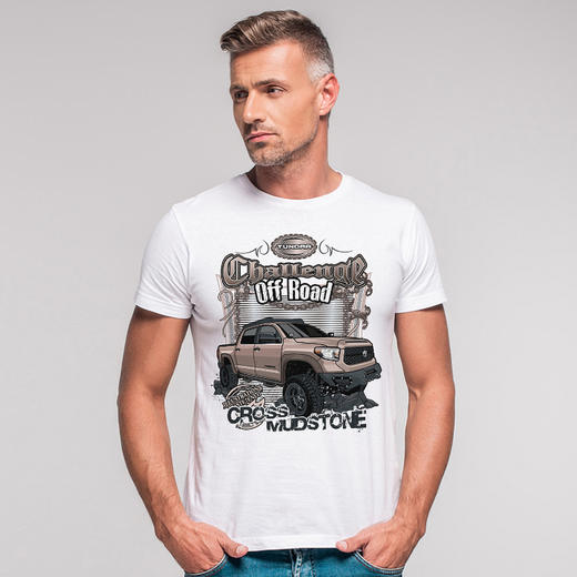 越野e族丰田TUNDRA越野车男士青少年短袖T恤夏季新款黑白潮流体恤NMT-1307 商品图0