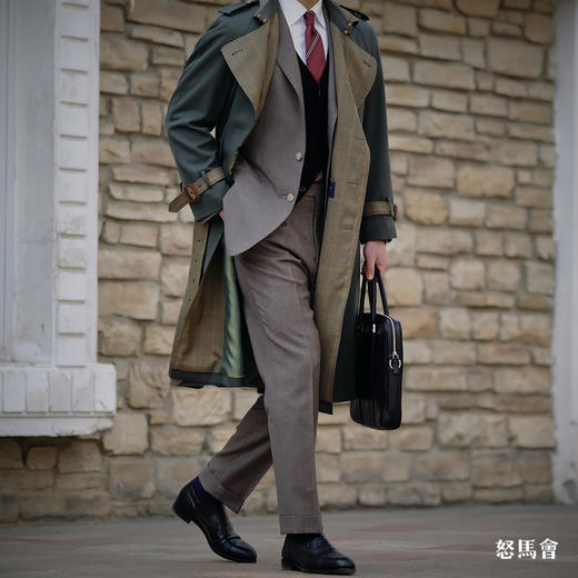 Hardy Minnis Super Gabardine & Alsport 羊毛嘎巴甸花呢拼接Westminster 插肩袖战壕⻛⾐ 商品图3