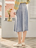 欧芮儿水洗牛仔半身裙女新款高腰显瘦中长款花边A字裙 商品缩略图3
