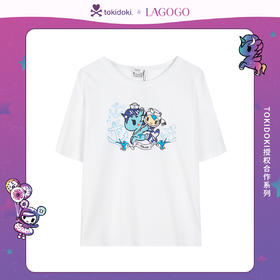 Lagogo拉谷谷2021新款撞色独角兽图案装饰T恤女KATT313A07