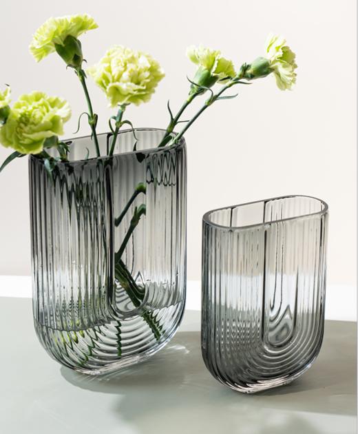轻奢简约透明 U型玻璃花瓶-1005灰-1006灰 商品图0