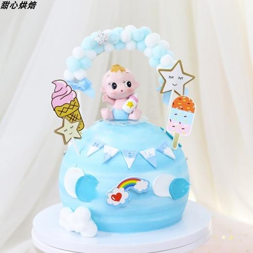 奶瓶宝宝蛋糕装饰儿童节亮片球奶白球周岁亚克力生日快乐满月生日 商品图4