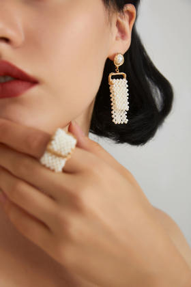 Genuine Pearl珍珠系列｜编织网耳坠