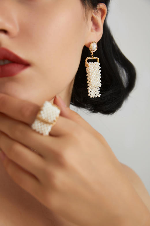 Genuine Pearl珍珠系列｜编织网耳坠 商品图0