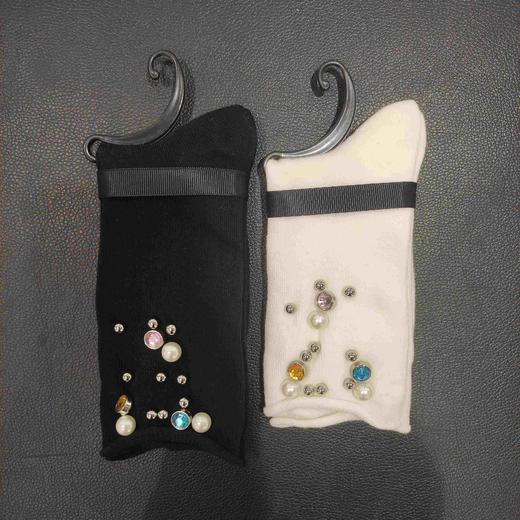 lfgj sd-1016-5设计师款水钻珠珠休闲女袜 商品图2